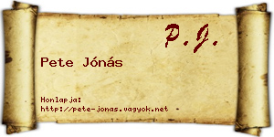 Pete Jónás névjegykártya